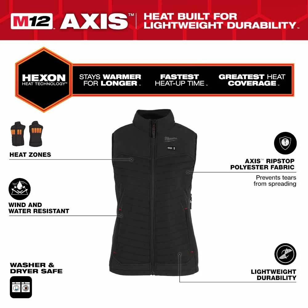 Milwaukee M12 Women's Black Axis Vest Kit from Columbia Safety